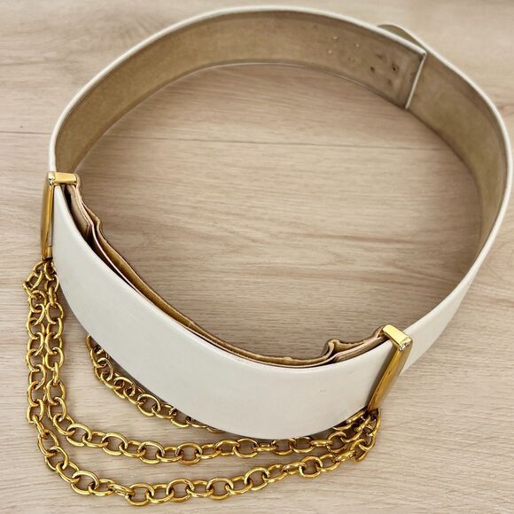 Vintage 80s Wide Leather Cinch Belt Gold Hardware from Accessories by Pearl Sz S main image 13